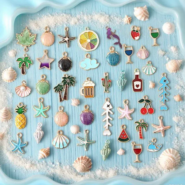 Alt view image 2 of 7 - Wine Glass Charms Drink Identifier Tags (40pcs Ocean) | Party Decorations for Summer Christmas Wine Tasting, Unique Drink Markers