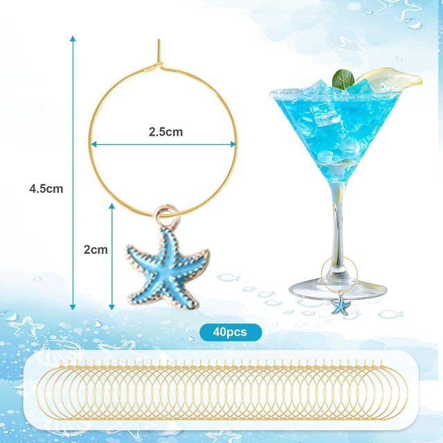 Alt view image 3 of 7 - Wine Glass Charms Drink Identifier Tags (40pcs Ocean) | Party Decorations for Summer Christmas Wine Tasting, Unique Drink Markers