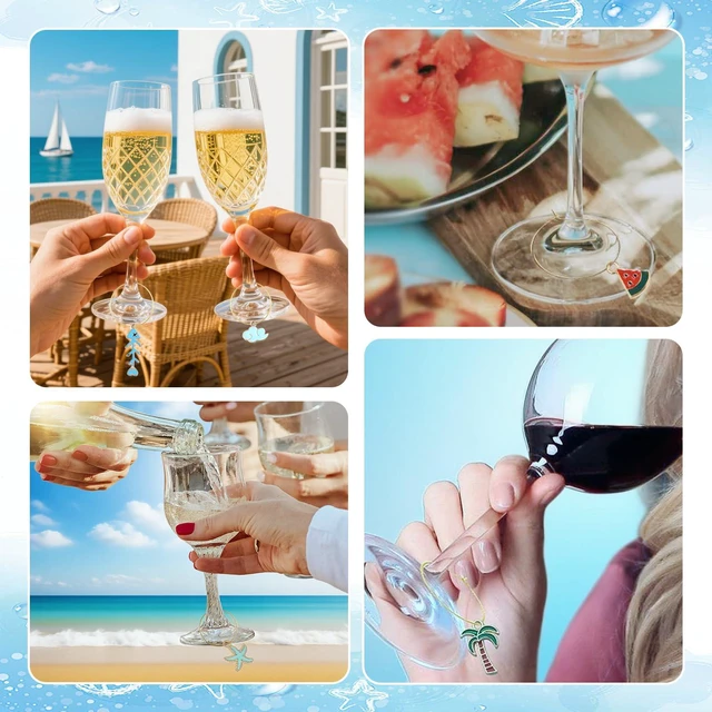 Alt view image 5 of 7 - Wine Glass Charms Drink Identifier Tags (40pcs Ocean) | Party Decorations for Summer Christmas Wine Tasting, Unique Drink Markers