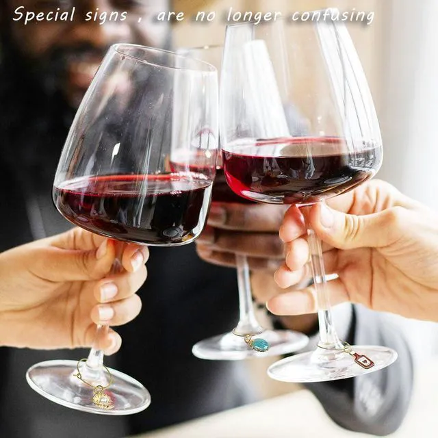 Alt view image 2 of 7 - 18 Pcs Wine Glass Charms, Wine Charms for Stem Glasses, Beach Style Drink Markers, Wine Glass Identifier, Drink Tags, Wine Glass Tags, for Christmas Thanksgiving Birthday Party Wine Glass Decorations