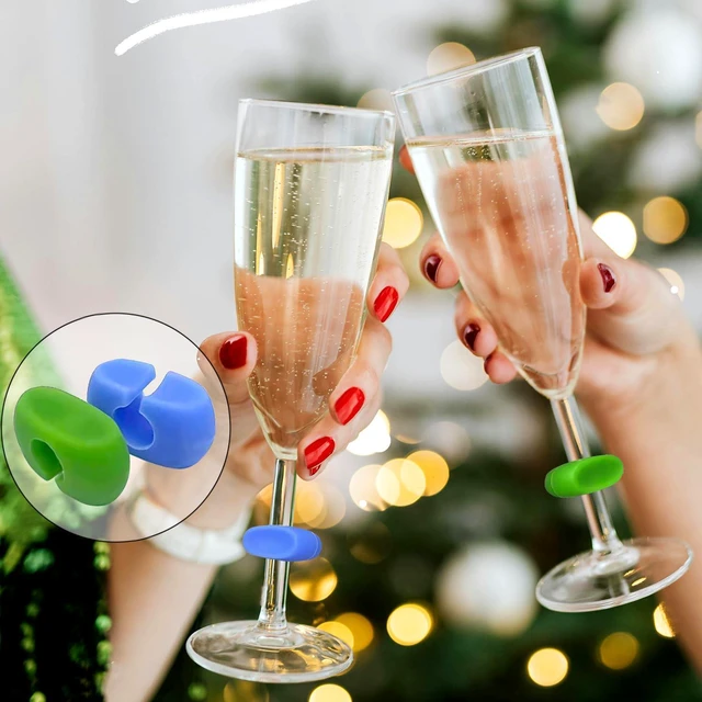 Alt view image 2 of 7 - 12PCS Wine Glass Markers Charms, Reusable Silicone Drink Tags for Wine Glasses, Champagne, Cocktails & Beer Bottles, Colorful Cup Identifiers for Bar, Party, Wedding, Birthday & Home Entertaining