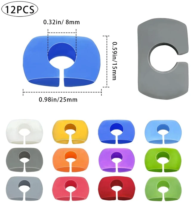 Alt view image 4 of 7 - 12PCS Wine Glass Markers Charms, Reusable Silicone Drink Tags for Wine Glasses, Champagne, Cocktails & Beer Bottles, Colorful Cup Identifiers for Bar, Party, Wedding, Birthday & Home Entertaining