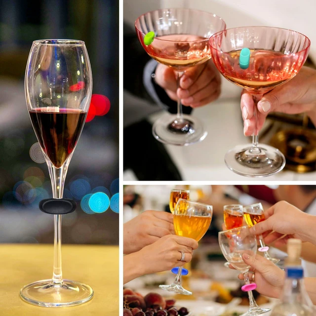 Alt view image 6 of 7 - 12PCS Wine Glass Markers Charms, Reusable Silicone Drink Tags for Wine Glasses, Champagne, Cocktails & Beer Bottles, Colorful Cup Identifiers for Bar, Party, Wedding, Birthday & Home Entertaining