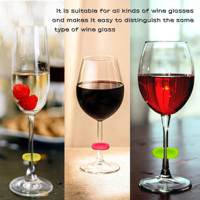 Alt view image 7 of 7 - 12PCS Wine Glass Markers Charms, Reusable Silicone Drink Tags for Wine Glasses, Champagne, Cocktails & Beer Bottles, Colorful Cup Identifiers for Bar, Party, Wedding, Birthday & Home Entertaining