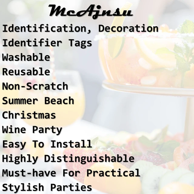 Alt view image 7 of 7 - Qocuzax 24Pcs Wine Glass Charms & Markers - Reusable Identifier Tags for Stem Glasses - Funny Non-Scratch Charms for Summer Beach, Christmas & Wine Party, Fruit Series