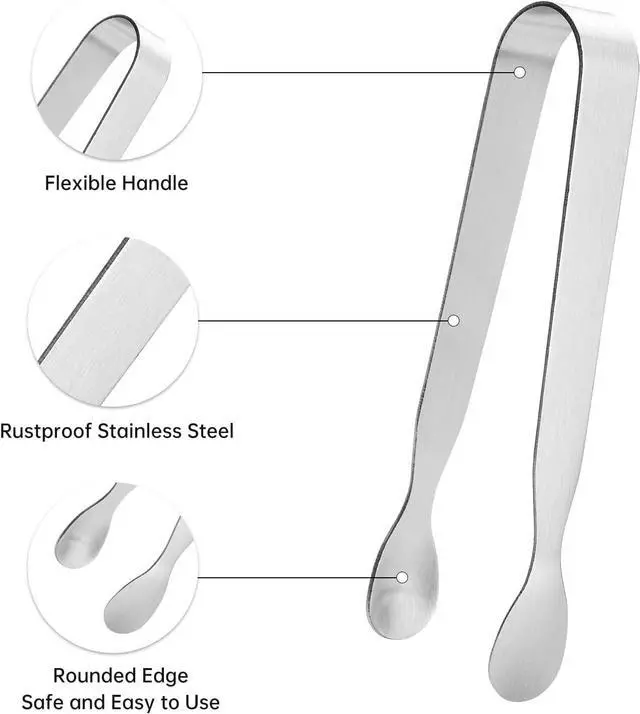 Alt view image 2 of 6 - 6PCS Ice Tongs Mini Sugar Tongs, Stainless Steel Tiny Kitchen Tongs | Small Serving Tong | for Appetizers, Tea Party, Coffee Bar, Desserts | Dishwasher Safe