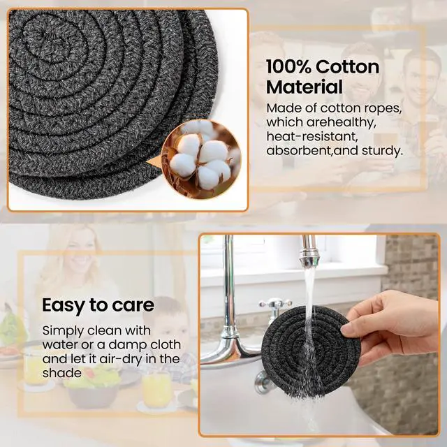 Alt view image 4 of 7 - 1 Pcs Grey Drink Coasters, 4.3 inch
