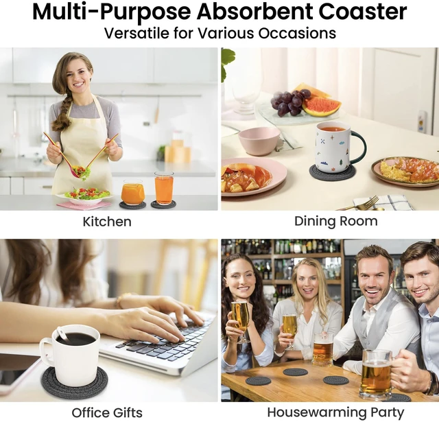 Alt view image 6 of 7 - 1 Pcs Grey Drink Coasters, 4.3 inch
