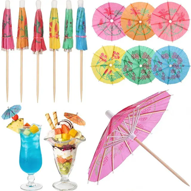 Main image of Cocktail Umbrellas for Drinks Garnish, Mini Paper Umbrellas Cocktail Picks | 4 Inch Tiny Umbrella Toothpicks, Fruit Sticks, Summer Tropical Hawaiian Luau Tiki Party Decorations, Bar Accessories, 54 PC