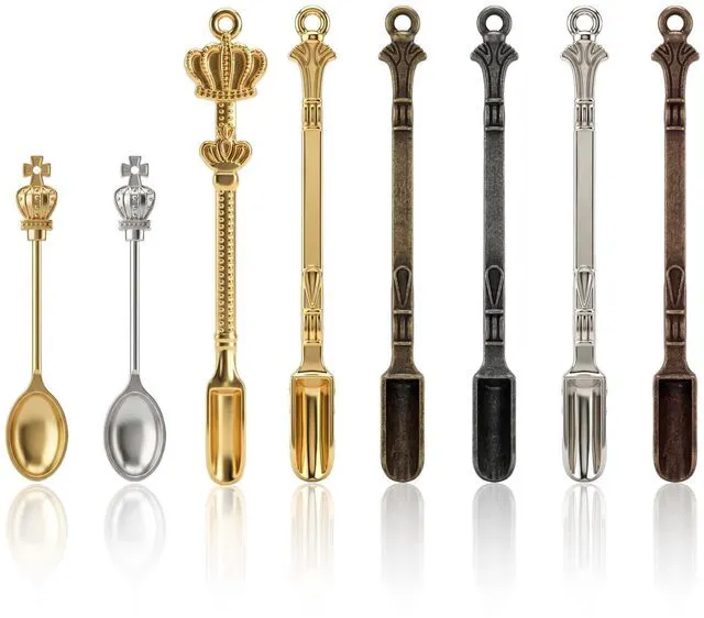 Main image of 8 Pcs Mini Spoons & Tiny Metal Shovels for Home Kitchen, Small Scoops for Spices, Powders & Coffee, Mini Shovel Charms for DIY Crafts & Keychain Accessories