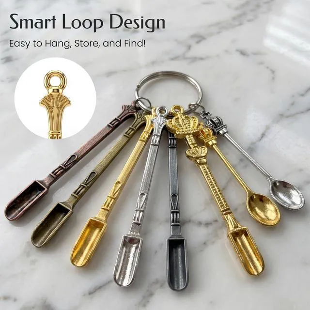 Alt view image 4 of 7 - 8 Pcs Mini Spoons & Tiny Metal Shovels for Home Kitchen, Small Scoops for Spices, Powders & Coffee, Mini Shovel Charms for DIY Crafts & Keychain Accessories