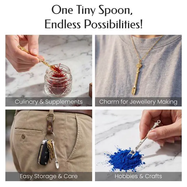 Alt view image 5 of 7 - 8 Pcs Mini Spoons & Tiny Metal Shovels for Home Kitchen, Small Scoops for Spices, Powders & Coffee, Mini Shovel Charms for DIY Crafts & Keychain Accessories