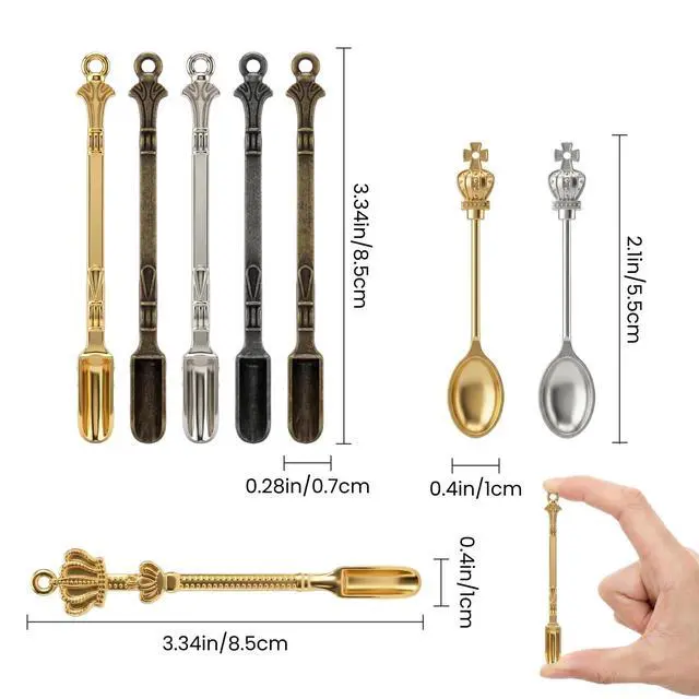 Alt view image 7 of 7 - 8 Pcs Mini Spoons & Tiny Metal Shovels for Home Kitchen, Small Scoops for Spices, Powders & Coffee, Mini Shovel Charms for DIY Crafts & Keychain Accessories