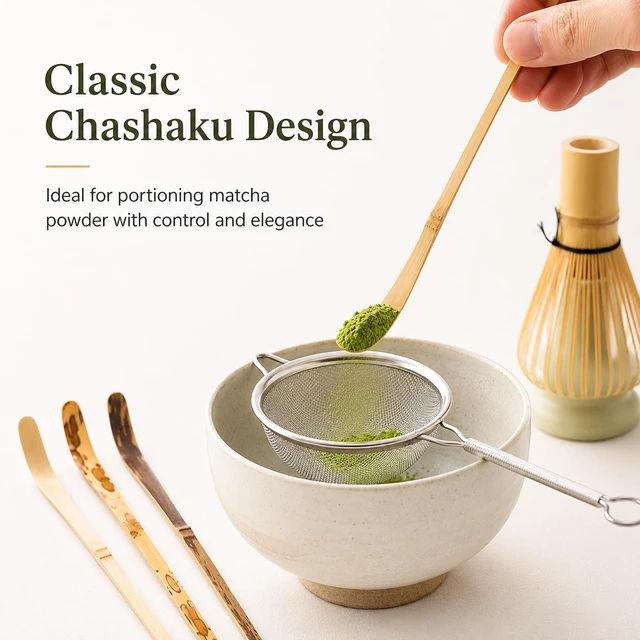 Alt view image 3 of 7 - 3 Pcs Matcha Spoon, Japanese Tea Scoop, Chashaku Hooked Spoon Sticks Whisk Bamboo Scooping for Traditional Tea Spoons for Matcha Coffee Espresso Teas Accessories
