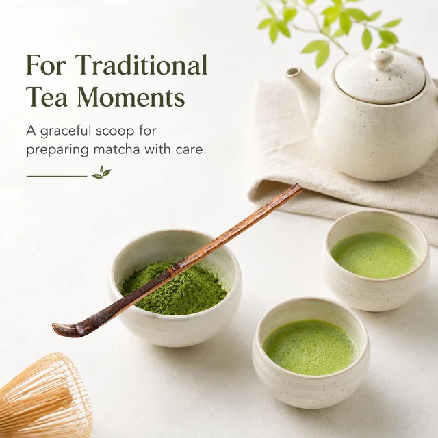 Alt view image 4 of 7 - 3 Pcs Matcha Spoon, Japanese Tea Scoop, Chashaku Hooked Spoon Sticks Whisk Bamboo Scooping for Traditional Tea Spoons for Matcha Coffee Espresso Teas Accessories