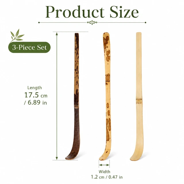 Alt view image 5 of 7 - 3 Pcs Matcha Spoon, Japanese Tea Scoop, Chashaku Hooked Spoon Sticks Whisk Bamboo Scooping for Traditional Tea Spoons for Matcha Coffee Espresso Teas Accessories