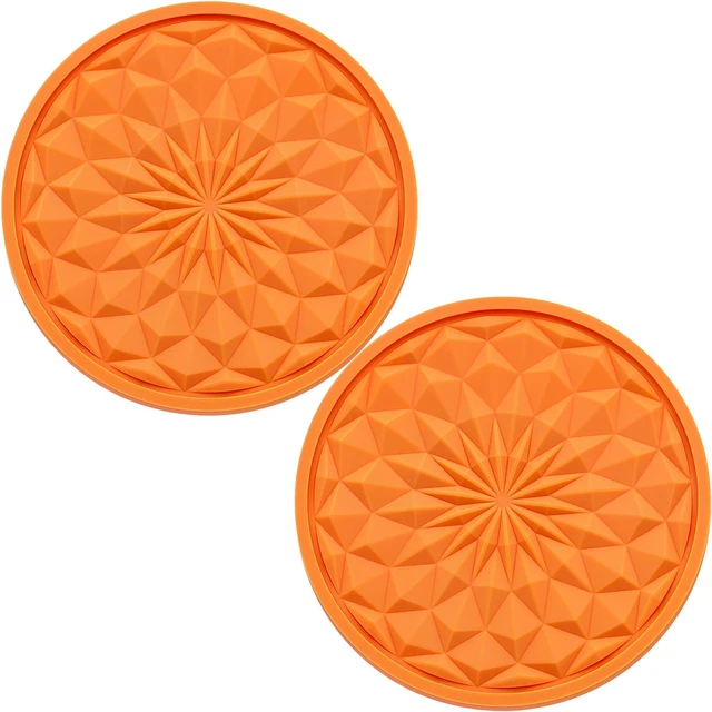 Main image of 2 Pack Silicone Car Cup Holder Coaster 2.75 Inch Non-Slip Drink Mat, Universal Fit for Most Vehicles Cute & Functional Auto Accessories (Orange)