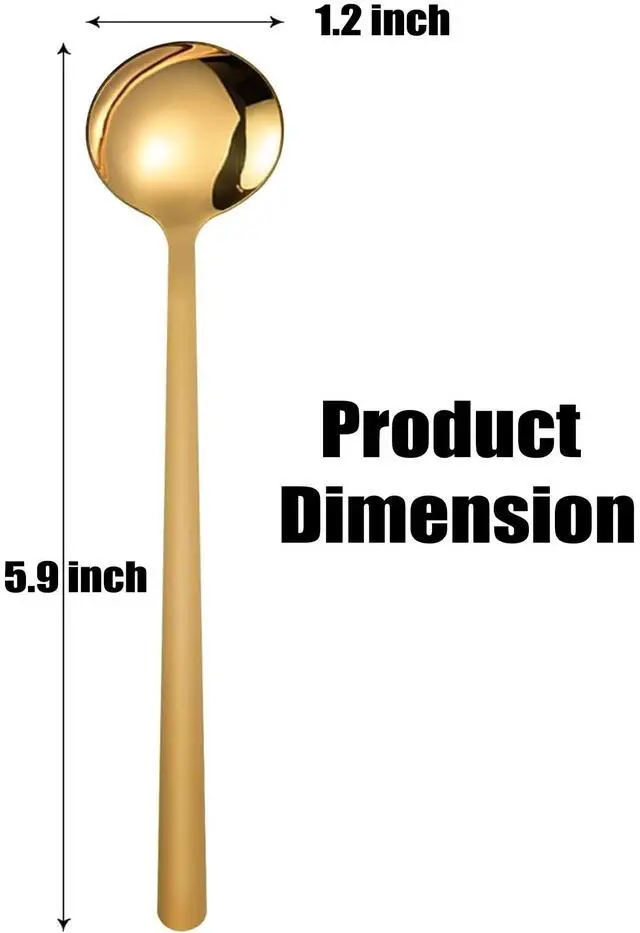 Alt view image 2 of 6 - 4 PCS Coffee Spoons, 5.9 Inches Stainless Steel Long Handle Spoon for Dessert Ice Cream Sugar Tea Latte, Hot Chocolate Cake Stirring Spoons (4, gold)