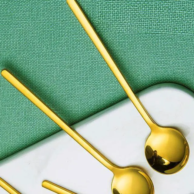 Alt view image 5 of 6 - 4 PCS Coffee Spoons, 5.9 Inches Stainless Steel Long Handle Spoon for Dessert Ice Cream Sugar Tea Latte, Hot Chocolate Cake Stirring Spoons (4, gold)