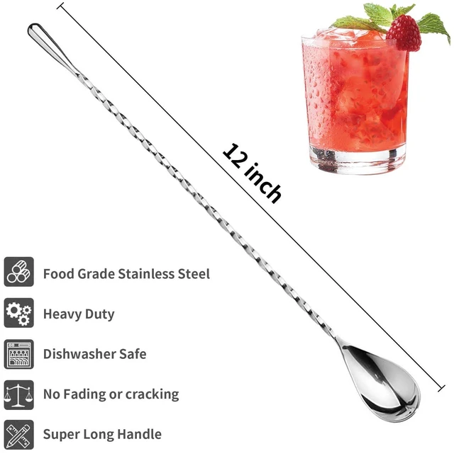 Alt view image 2 of 6 - 1Pc Cocktail Spoon Long Handle Bar Spoon - 12" Metal Spoons Drink Mixers for Cocktails Stainless Steel Spoons Stirring Spoons for Coffee Bar Accessories (1)