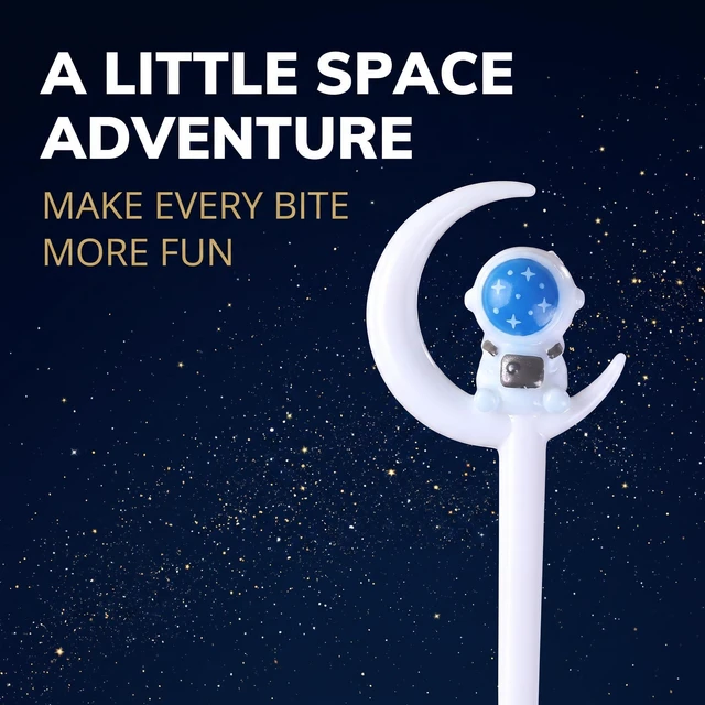 Alt view image 4 of 7 - 8Pcs Astronaut Fruit Fork for Kids, Fun Bento Picks Fruit Food Toothpicks Cocktail Picks green