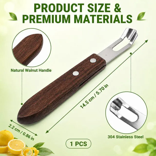 Alt view image 2 of 6 - 1PCS Citrus Zester and Orange Peeler Tools, Channel Knife, Walnut Wood and Stainless Steel Bar Peeler Tool, Channel Knife for Bartenders & Home Mixologists, Craft Cocktails (5.59 x 0.86'')