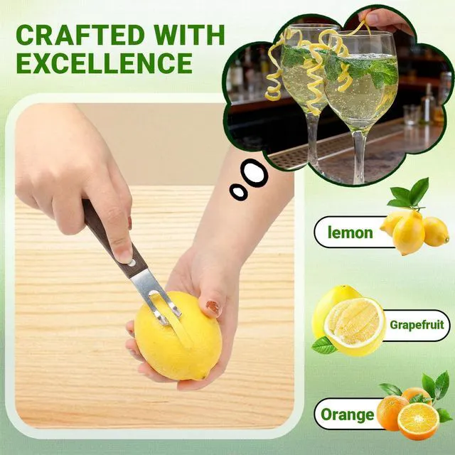 Alt view image 4 of 6 - 1PCS Citrus Zester and Orange Peeler Tools, Channel Knife, Walnut Wood and Stainless Steel Bar Peeler Tool, Channel Knife for Bartenders & Home Mixologists, Craft Cocktails (5.59 x 0.86'')