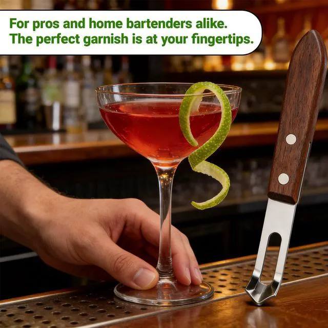 Alt view image 5 of 6 - 1PCS Citrus Zester and Orange Peeler Tools, Channel Knife, Walnut Wood and Stainless Steel Bar Peeler Tool, Channel Knife for Bartenders & Home Mixologists, Craft Cocktails (5.59 x 0.86'')