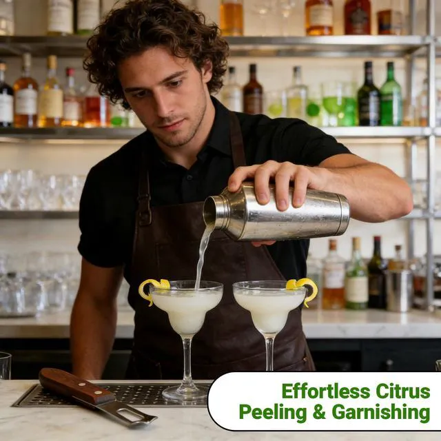 Alt view image 6 of 6 - 1PCS Citrus Zester and Orange Peeler Tools, Channel Knife, Walnut Wood and Stainless Steel Bar Peeler Tool, Channel Knife for Bartenders & Home Mixologists, Craft Cocktails (5.59 x 0.86'')