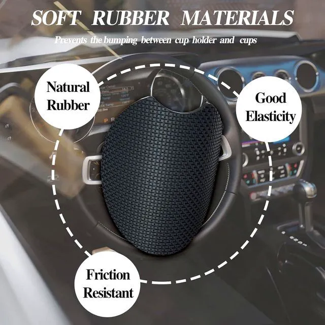 Alt view image 6 of 7 - 2 Pack Black and White Grid Car Cup Holder Coasters Universal Neoprene Mat | 2.75" Universal Size Anti Slip Rubber Mat,Auto Cup Holder Accessories for SUV Truck, Lattice Design Gifts for Women Men Mom
