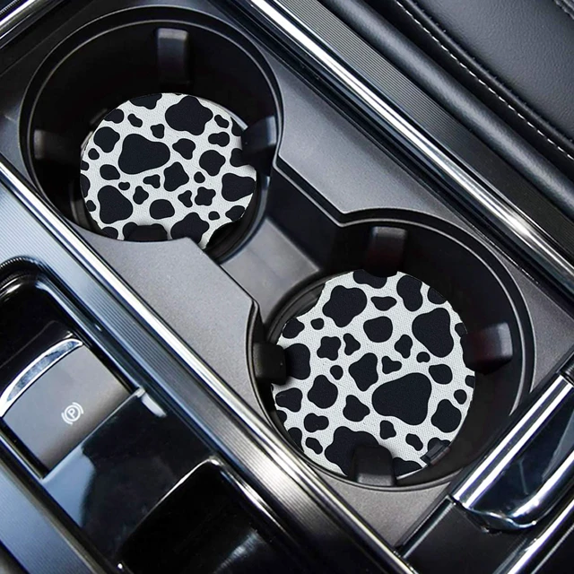 Main image of Car Coasters,Cup Holder Coasters for Car,2.75inch Anti Slip and Absorbent,Cute Accessory Decor for Cup Holder,Pack of 2 (Cow)
