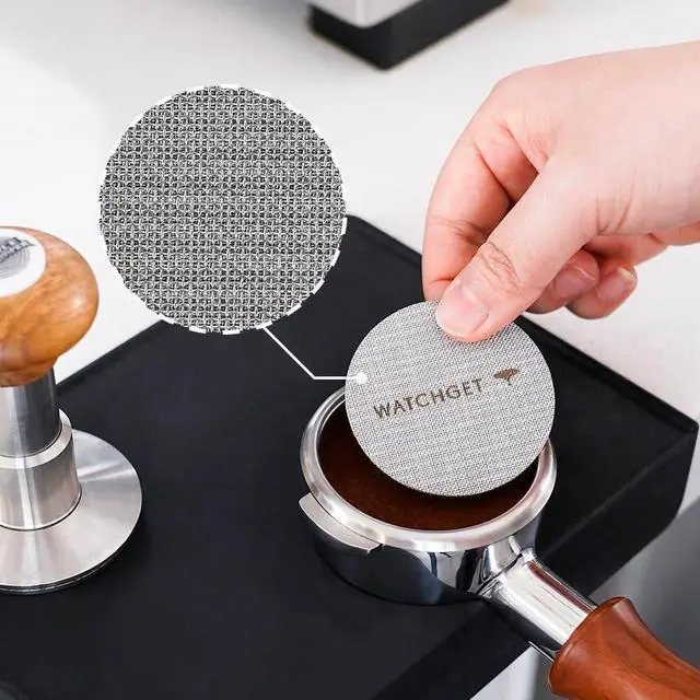 Alt view image 3 of 7 - 58.35mm Espresso Puck Screen, 1.7mm Thickness, 150m | 316 Stainless Steel; Lower Shower; Reusable Coffee Filter Mesh Plate For 58mm Espresso Portafilter Filter Basket