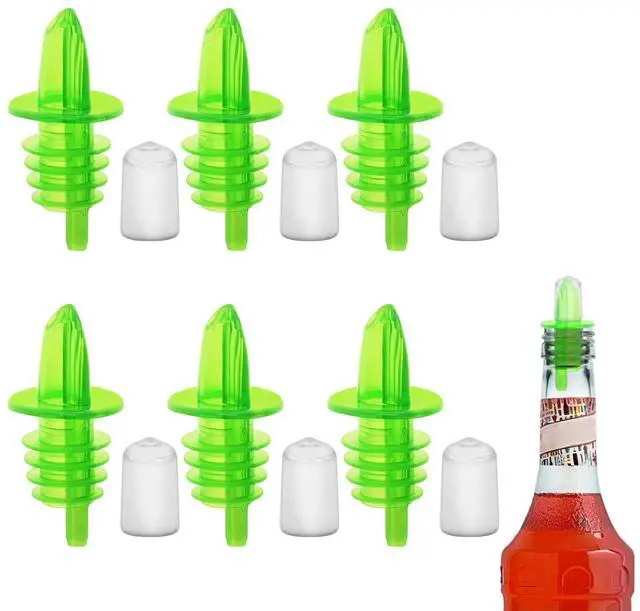 Main image of 6PCS Plastic Bottle Pourers with Dust Caps for Oil(Green)