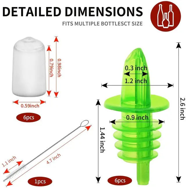 Alt view image 3 of 6 - 6PCS Plastic Bottle Pourers with Dust Caps for Oil(Green)