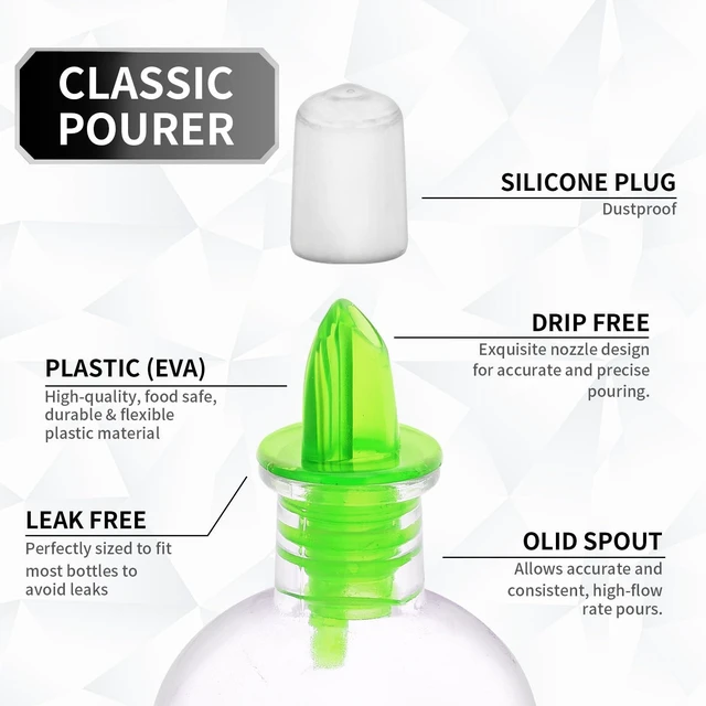 Alt view image 4 of 6 - 6PCS Plastic Bottle Pourers with Dust Caps for Oil(Green)