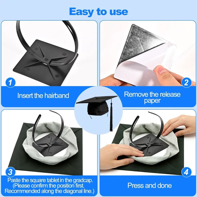 Alt view image 3 of 7 - 1Pc Graduation Cap Headband, Secure Hairstyle | Not Change Hair, Firm Anti-Fall Hairband for Graduates, Students