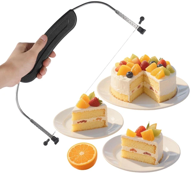 Alt view image 5 of 6 - Adjustable Cake LevCake Cutter Slicer Leveler, 9 Different Height Premium Food Grade Stainless Steel Double Wires Cake Cutter/Slicer/Adjustable Cake Leveler for Leveling and Molding (black)