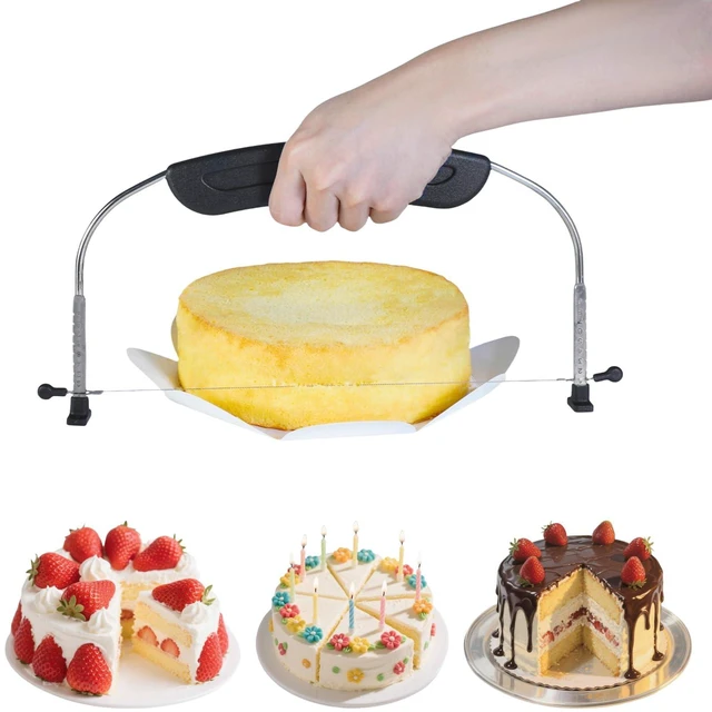 Alt view image 6 of 6 - Adjustable Cake LevCake Cutter Slicer Leveler, 9 Different Height Premium Food Grade Stainless Steel Double Wires Cake Cutter/Slicer/Adjustable Cake Leveler for Leveling and Molding (black)