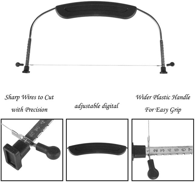 Alt view image 3 of 6 - Adjustable Cake LevCake Cutter Slicer Leveler, 9 Different Height Premium Food Grade Stainless Steel Double Wires Cake Cutter/Slicer/Adjustable Cake Leveler for Leveling and Molding (black)