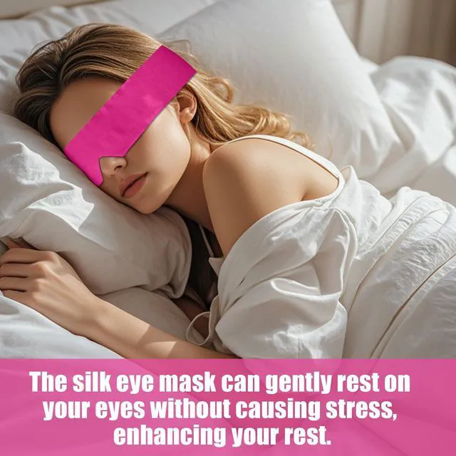 Alt view image 4 of 7 - 2 Pcs Satin Eye Mask, Black and Hot Pink | Silk Sleep Mask, Soft Comfortable Adjustable, Blackout Eye Cover, V-Shaped, 160 cm/6.3 inch