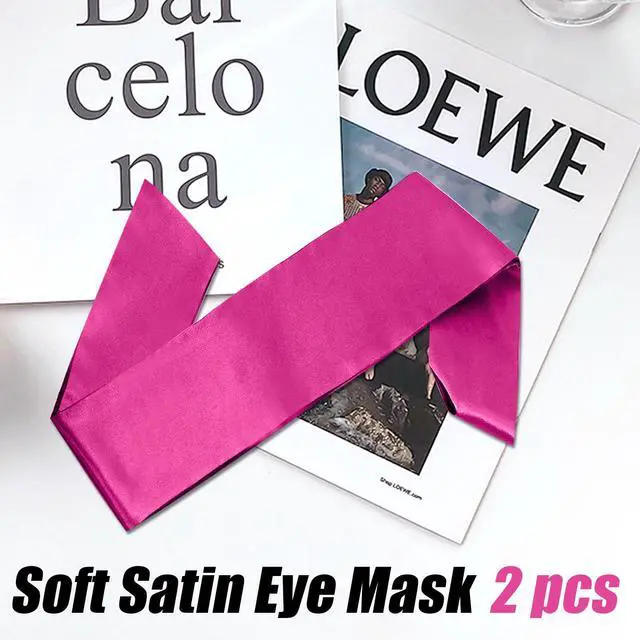 Alt view image 6 of 7 - 2 Pcs Satin Eye Mask, Black and Hot Pink | Silk Sleep Mask, Soft Comfortable Adjustable, Blackout Eye Cover, V-Shaped, 160 cm/6.3 inch