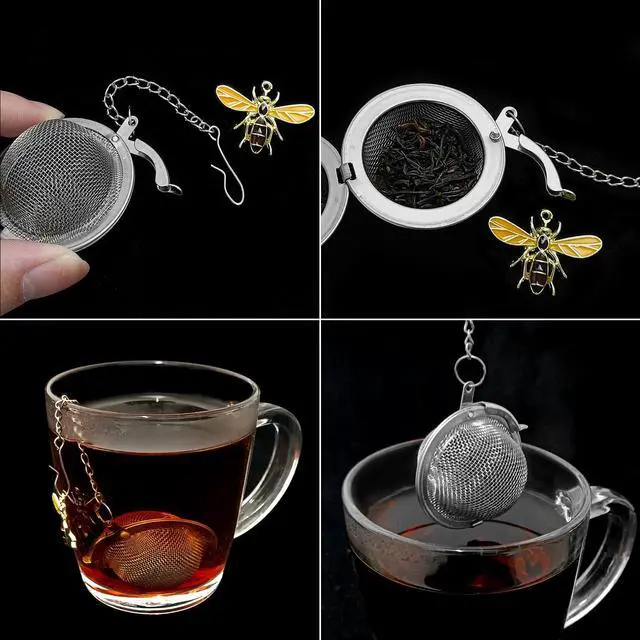 Alt view image 3 of 7 - 2PC Stainless Steel Mesh Tea Infuser,2.1 inch Tea Ball with Honey Bee | Tea Diffuser Tea Steeper for Filtering Tea,Tea Infusers for Loose Tea,Tea Strainer for Flavoring Herbal Spices and Seasonings