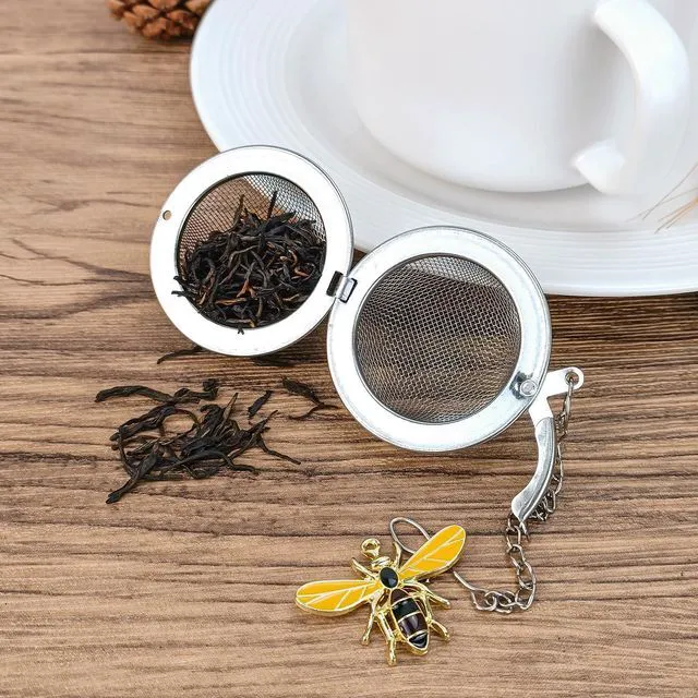 Alt view image 4 of 7 - 2PC Stainless Steel Mesh Tea Infuser,2.1 inch Tea Ball with Honey Bee | Tea Diffuser Tea Steeper for Filtering Tea,Tea Infusers for Loose Tea,Tea Strainer for Flavoring Herbal Spices and Seasonings