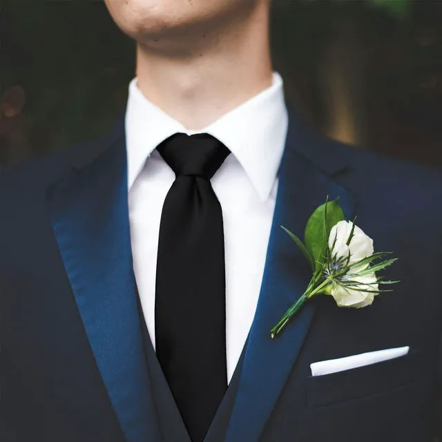 Alt view image 2 of 7 - Men's Ties Classic Solid Satin Tie Pure Color 3.15" (8CM) Mens Necktie With Multiple Colors, Premium Formal Black Neck Ties For Men Business Wedding Party Work Tie