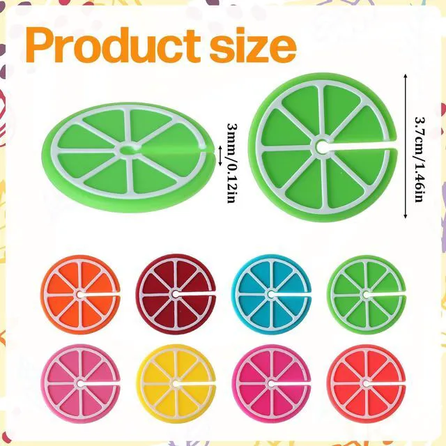 Alt view image 2 of 7 - 8 PCS Lemon Slice Drink Markers for Glasses, Reusable Lemon Slice Shaped Wine Glass Pendant, Silicone Fruit Wine Glass Markers Washable, Perfect for Parties and Gifts