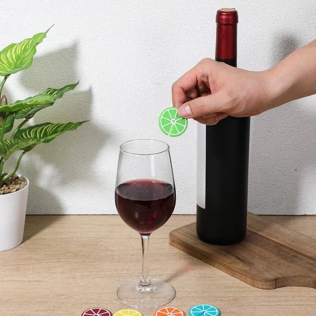 Alt view image 5 of 7 - 8 PCS Lemon Slice Drink Markers for Glasses, Reusable Lemon Slice Shaped Wine Glass Pendant, Silicone Fruit Wine Glass Markers Washable, Perfect for Parties and Gifts