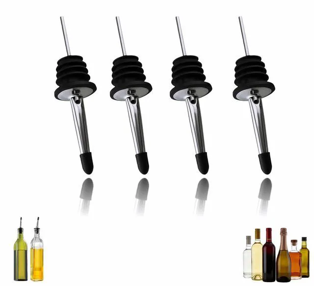 Main image of 4PCS Premium Wine and Oil Pourer Set, 304 Stainless Steel Pour Spouts for Liquor & Oil - Reusable, Dishwasher Safe, Precision Flow Control, Leak-Proof Seal, Fit Most Wine & Whiskey Bottles (S (Hat1))
