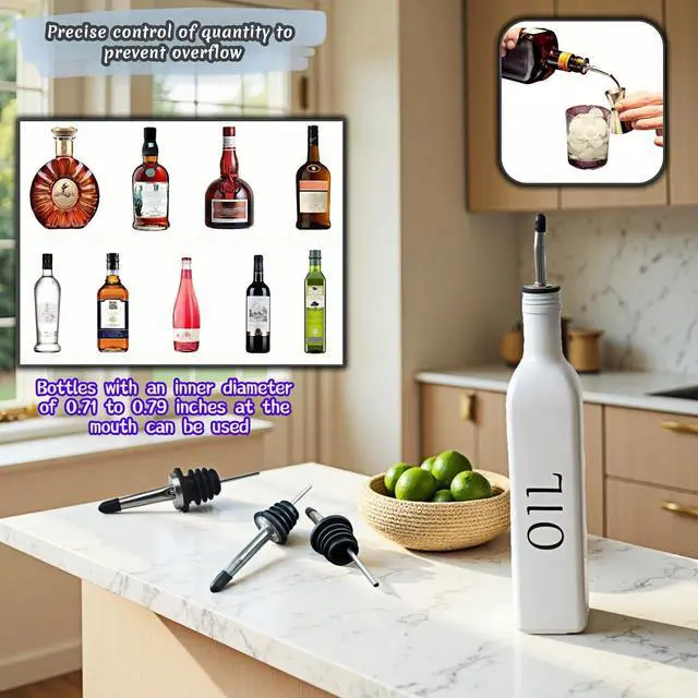Alt view image 3 of 7 - 4PCS Premium Wine and Oil Pourer Set, 304 Stainless Steel Pour Spouts for Liquor & Oil - Reusable, Dishwasher Safe, Precision Flow Control, Leak-Proof Seal, Fit Most Wine & Whiskey Bottles (S (Hat1))