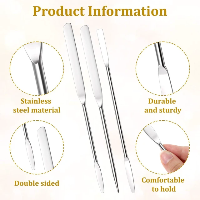 Alt view image 3 of 7 - 3 Pcs Makeup Spatula Foundation Spatula, Stainless Steel Facial Beauty Spatulas, Double Edged Tiny Makeup Palette Mixer Cosmetic Mixing Tool for Even Application Foundation