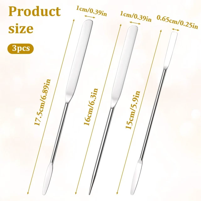 Alt view image 6 of 7 - 3 Pcs Makeup Spatula Foundation Spatula, Stainless Steel Facial Beauty Spatulas, Double Edged Tiny Makeup Palette Mixer Cosmetic Mixing Tool for Even Application Foundation